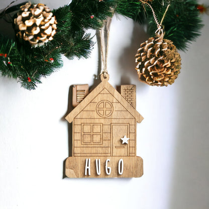 Adorno de Navidad Personalizado Casita de Madera