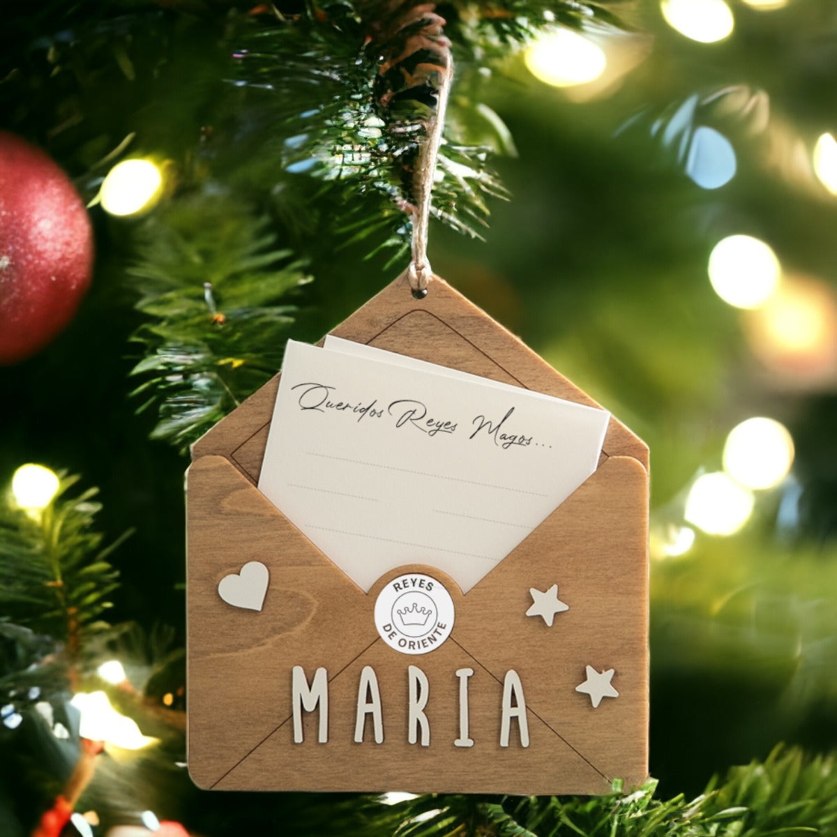 Adorno de Navidad Personalizado Sobre de Madera