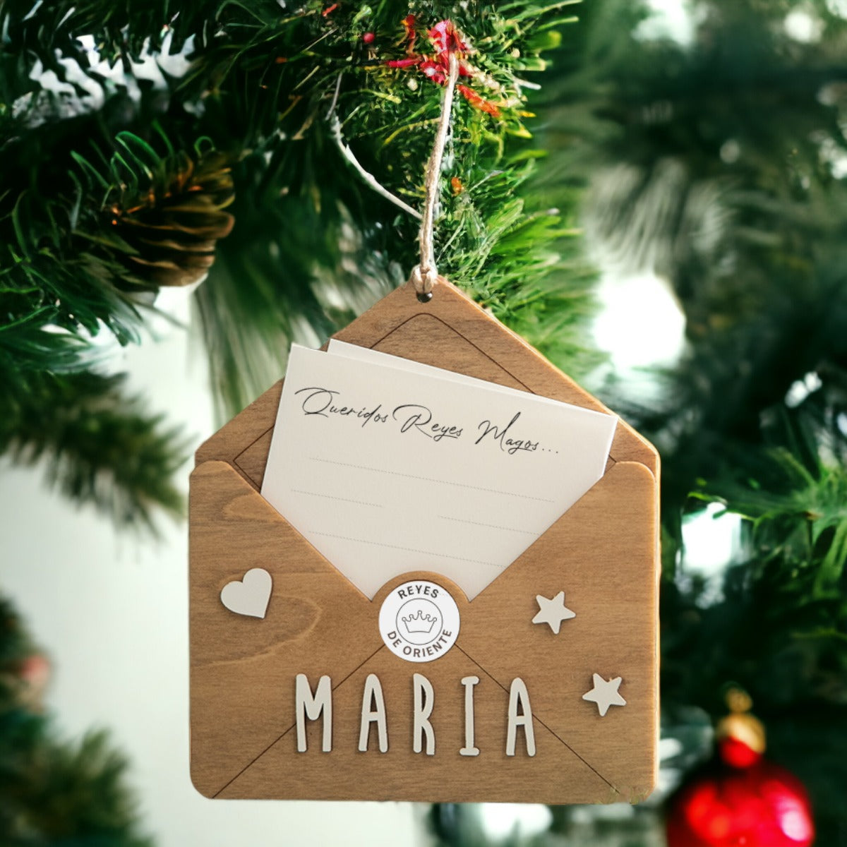 Adorno de Navidad Personalizado Sobre de Madera