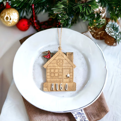 Adorno de Navidad Personalizado Casita de Madera