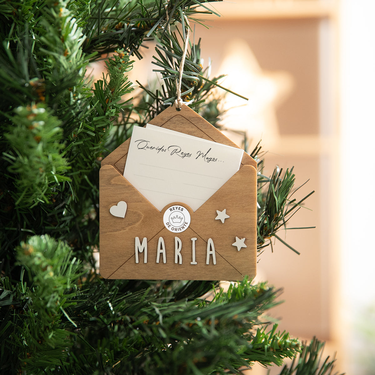 Adorno de Navidad Personalizado Sobre de Madera