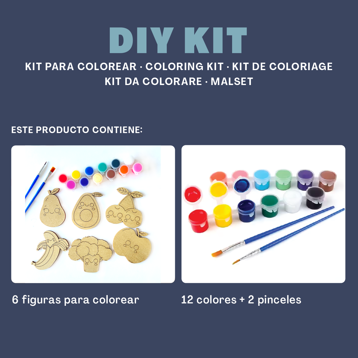 Kit para Colorear Infantil - Frutas y verduras