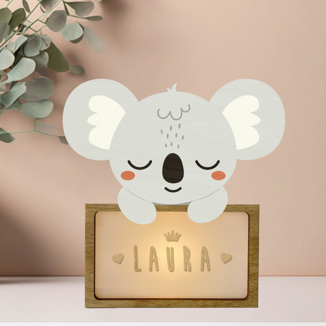 Lámpara Personalizada Infantil de Madera - Diseño Koala