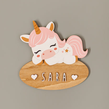 Placa unicornio para puerta con nombre 