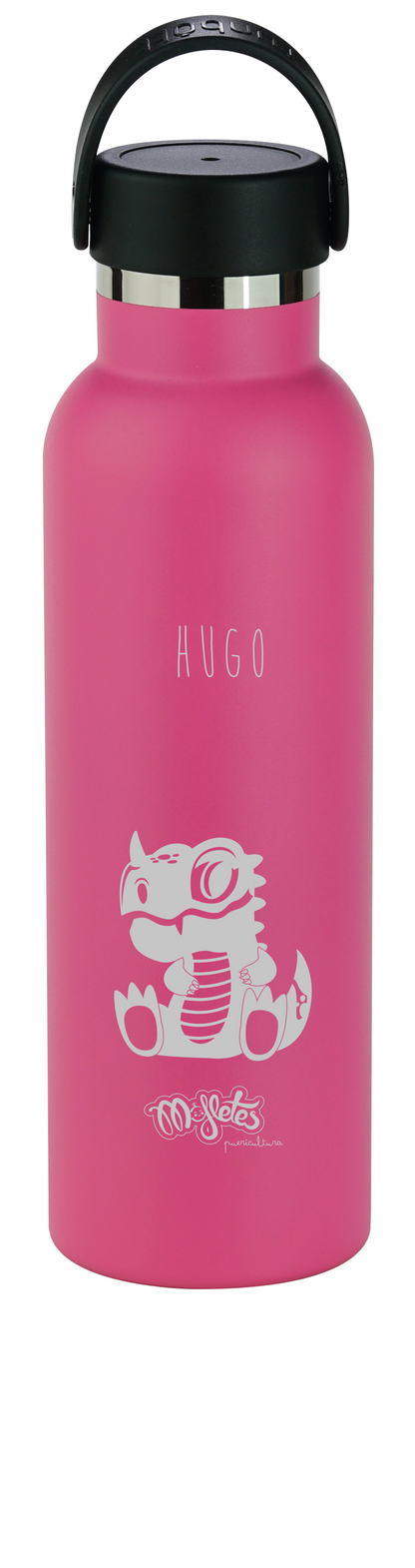 Botella Termo Personalizada Sport 600 ML Fucsia Dino Mofletes Puericultura