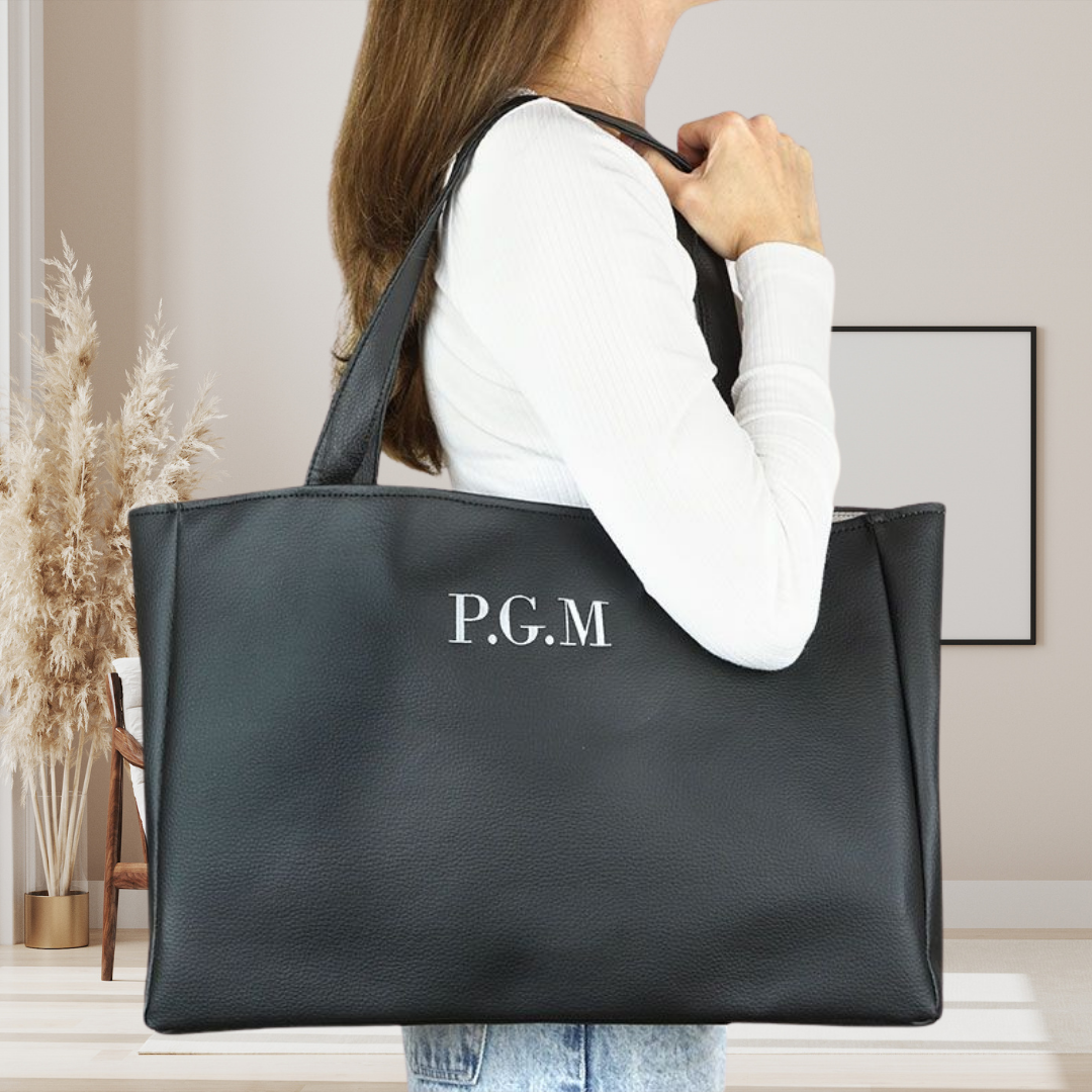 Bolso Shopper Polipiel Negro Personalizado