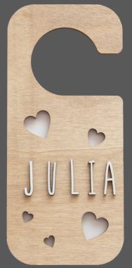 Placa de Madera Personalizada Corazones Pomo Puerta