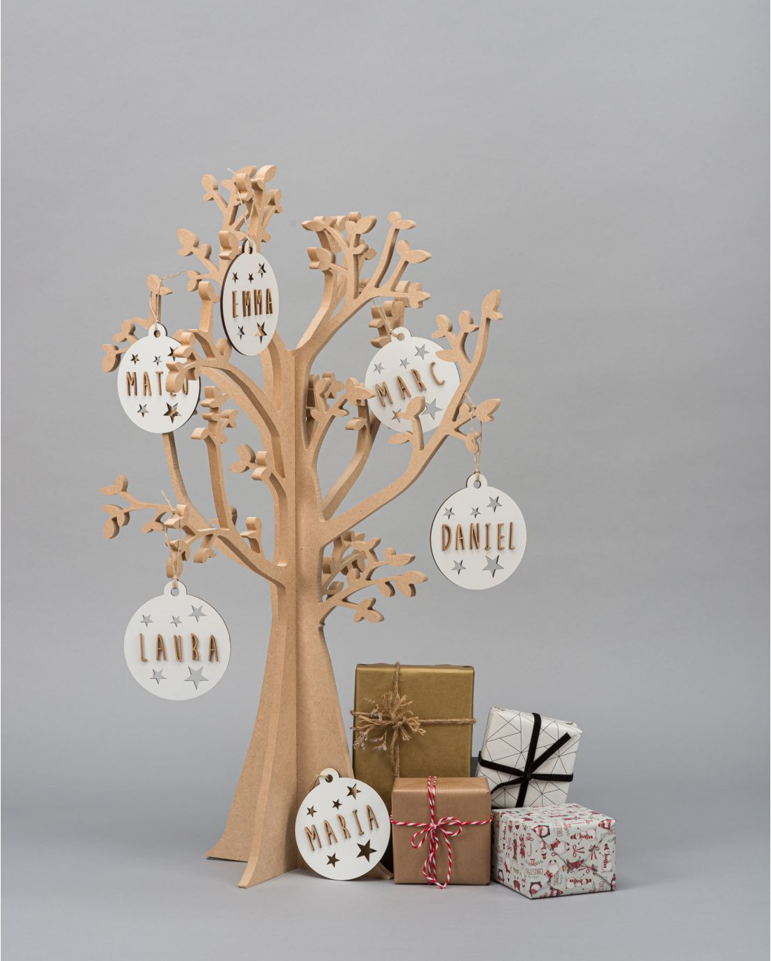 Bola de Navidad Personalizada - Madera Blanca