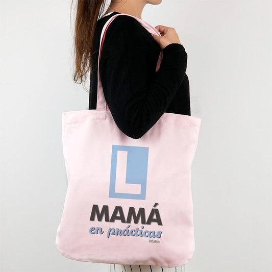 Bolso de Tela Personalizado Mamá en Prácticas "L" AZUL