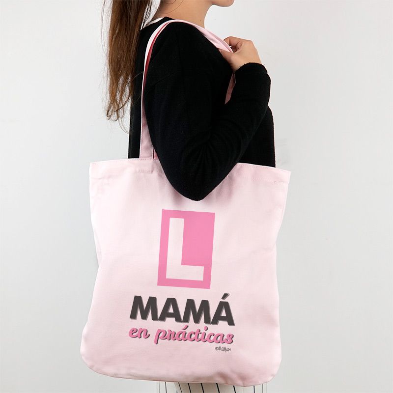 Bolso de Tela Personalizado Mamá en Prácticas "L" Rosa