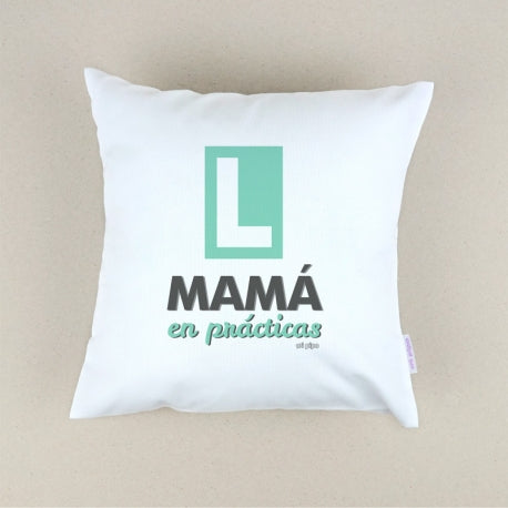 Cojín Personalizado menta Mamá en prácticas