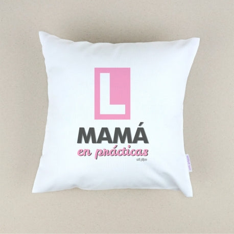 Cojín Personalizado rosa Mamá en prácticas