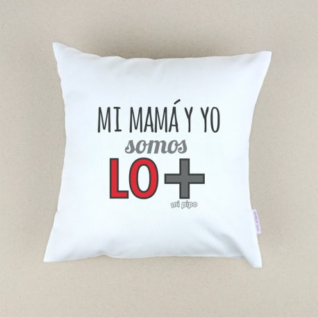 Cojín Personalizado rojo Mamá y yo somos lo más