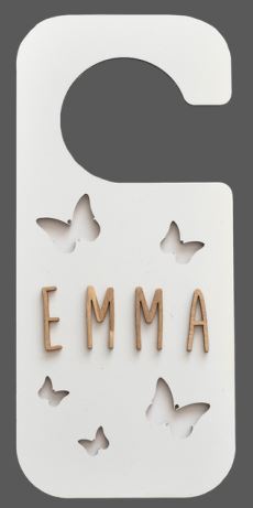 Placa de Madera Personalizada mariposas Pomo Puerta