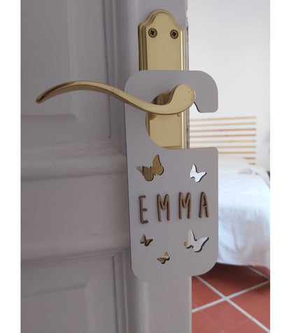 Placa de Madera Personalizada mariposas Pomo Puerta