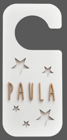 Placa de Madera Personalizada Estrellas Pomo Puerta