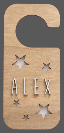 Placa de Madera Personalizada Estrellas Pomo Puerta