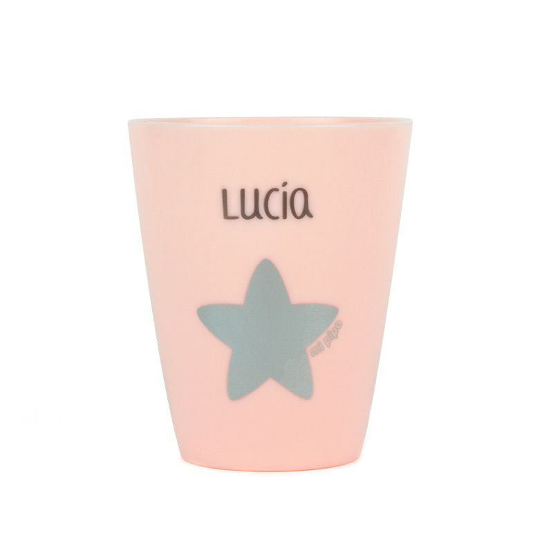 Set de Vasito y cubiertos de Acero Personalizados Rosa